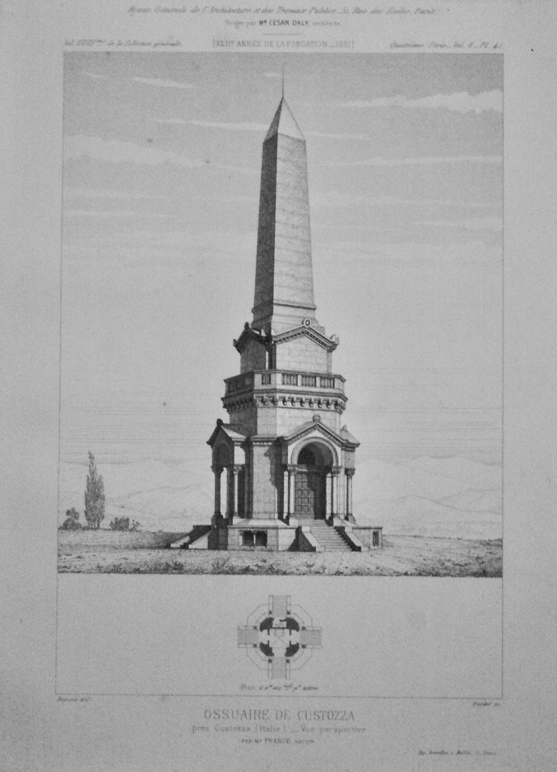 Ossuaire De Custozza, pres Custozza (Italie),___Vue  perspective.  1881.