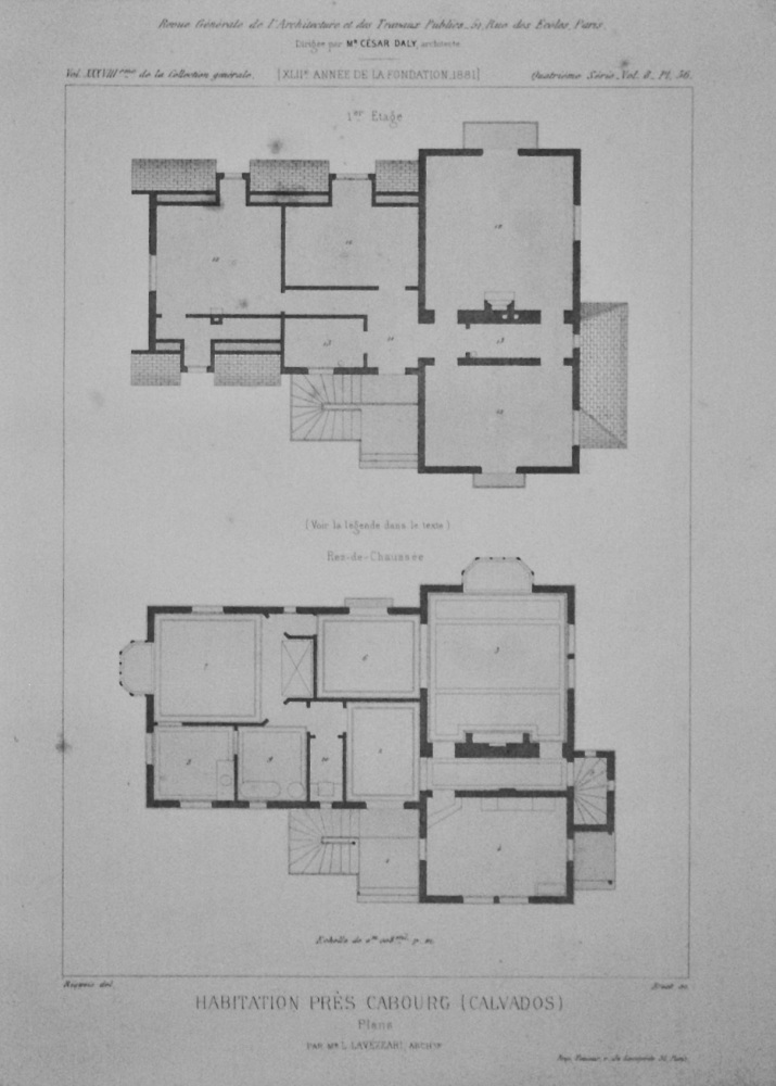 Habitation Près Cabourg  (Calvados)   Plans.  1881.