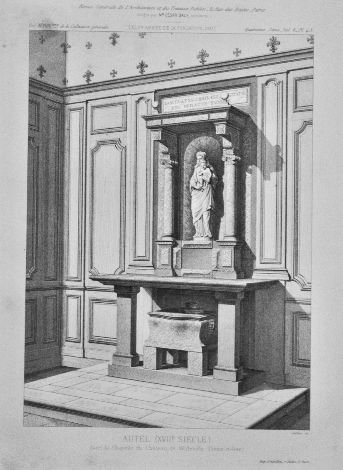 Autel  (XVIIe  Siecle)  dans la Chapelle du Chateau de Wideville. (Seine-et