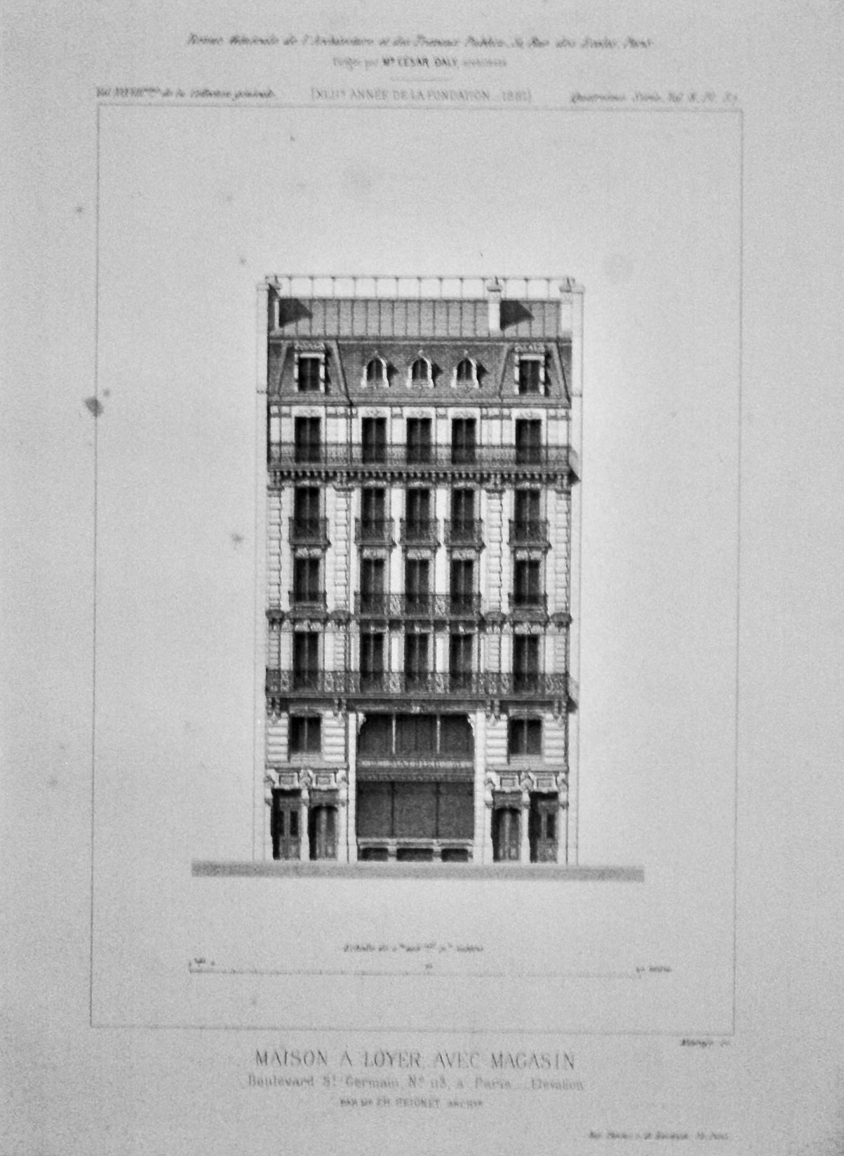Maison A Loyer Avec Magasin.  Boulevard St.- Germain, No. 113 a Paris.___ E