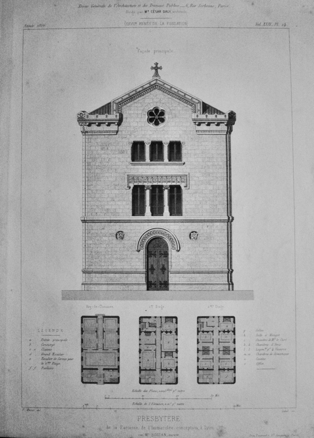 Presbytere.  de la Paroisse de l'Immaculate conception, a Lyon,  1866.