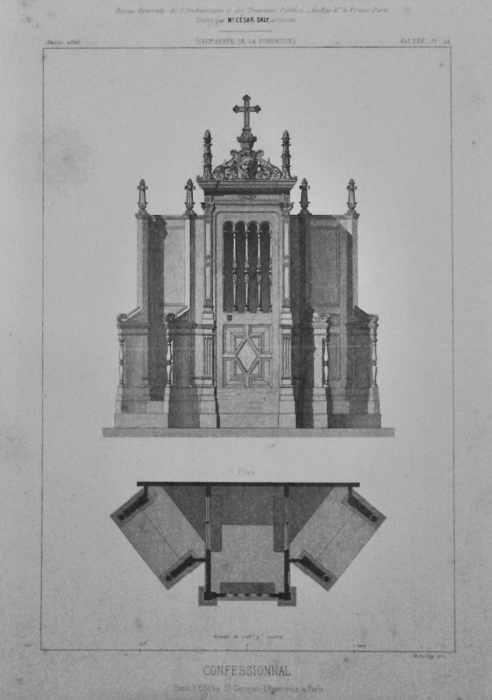 Confessional. Dans L'Eglise St, Germain-L'Auxerrois, a Paris.  1866.
