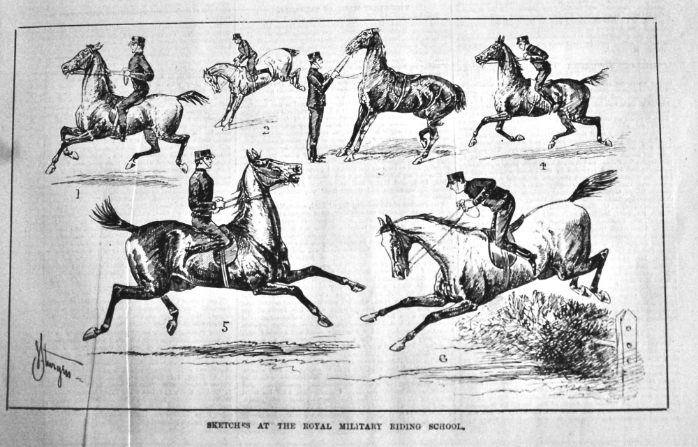 Sketches at the Royal Military Riding School.  1881.