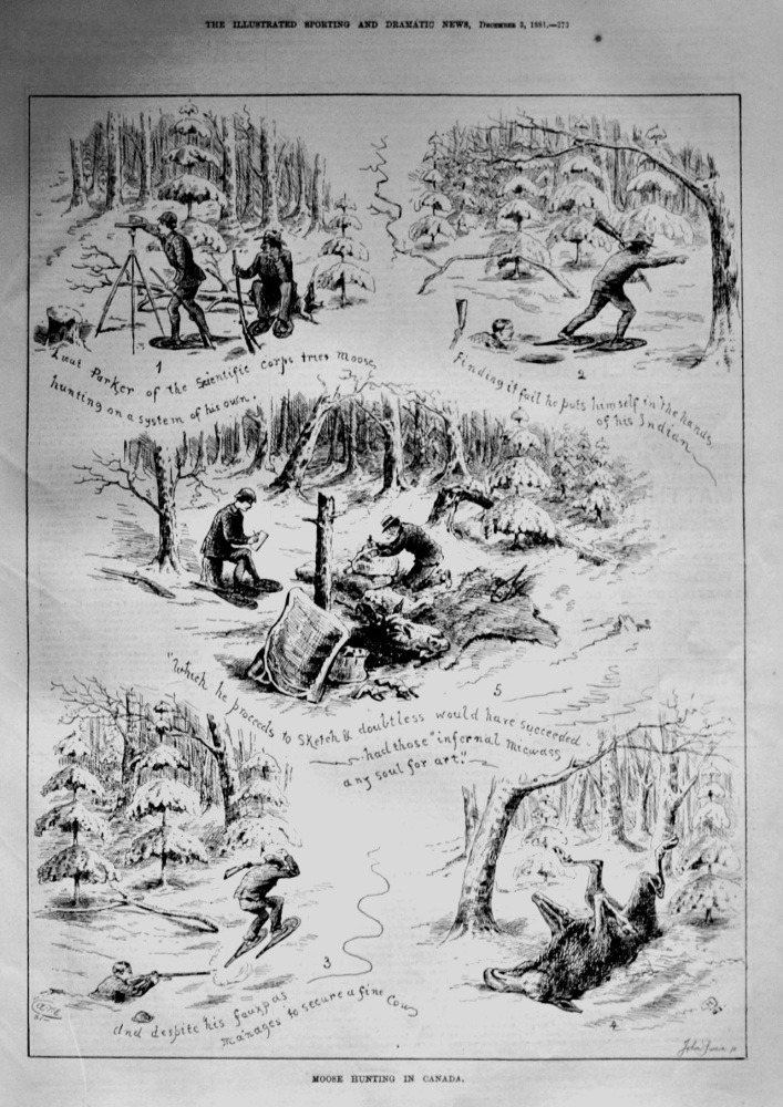 Moose Hunting in Canada.  1881.