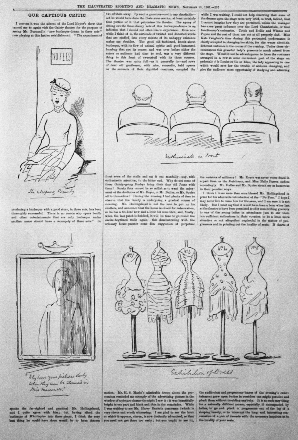 Our Captious Critic, November 19th, 1881. :  