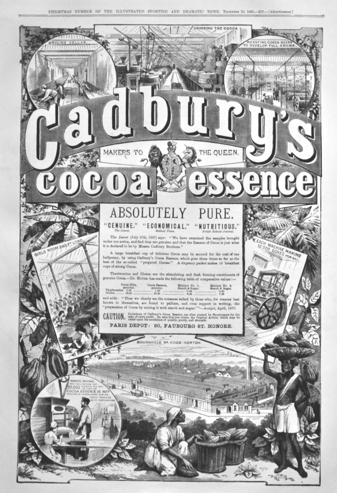 Cadbury's Cocoa Essence.  1881.