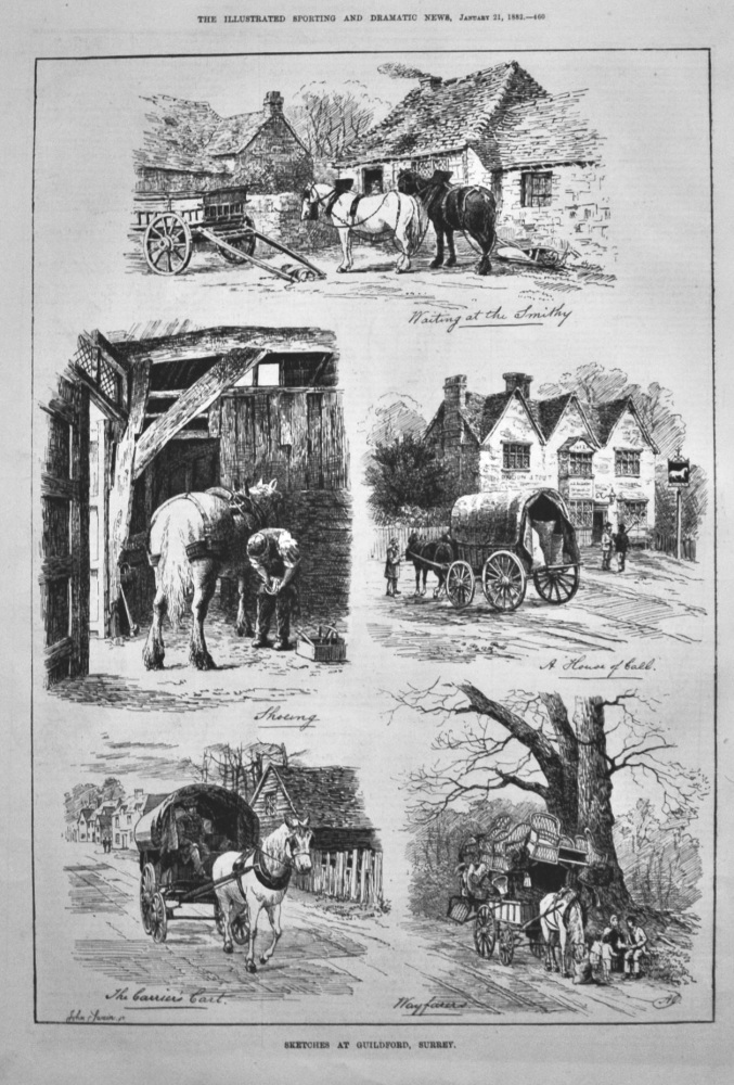 Sketches at Guildford, Surrey.  1882.