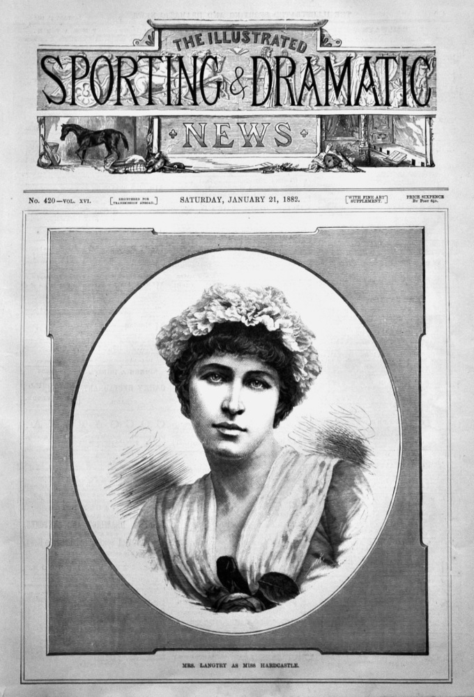 Mrs. Langtry as Miss Hardcastle.  1882.