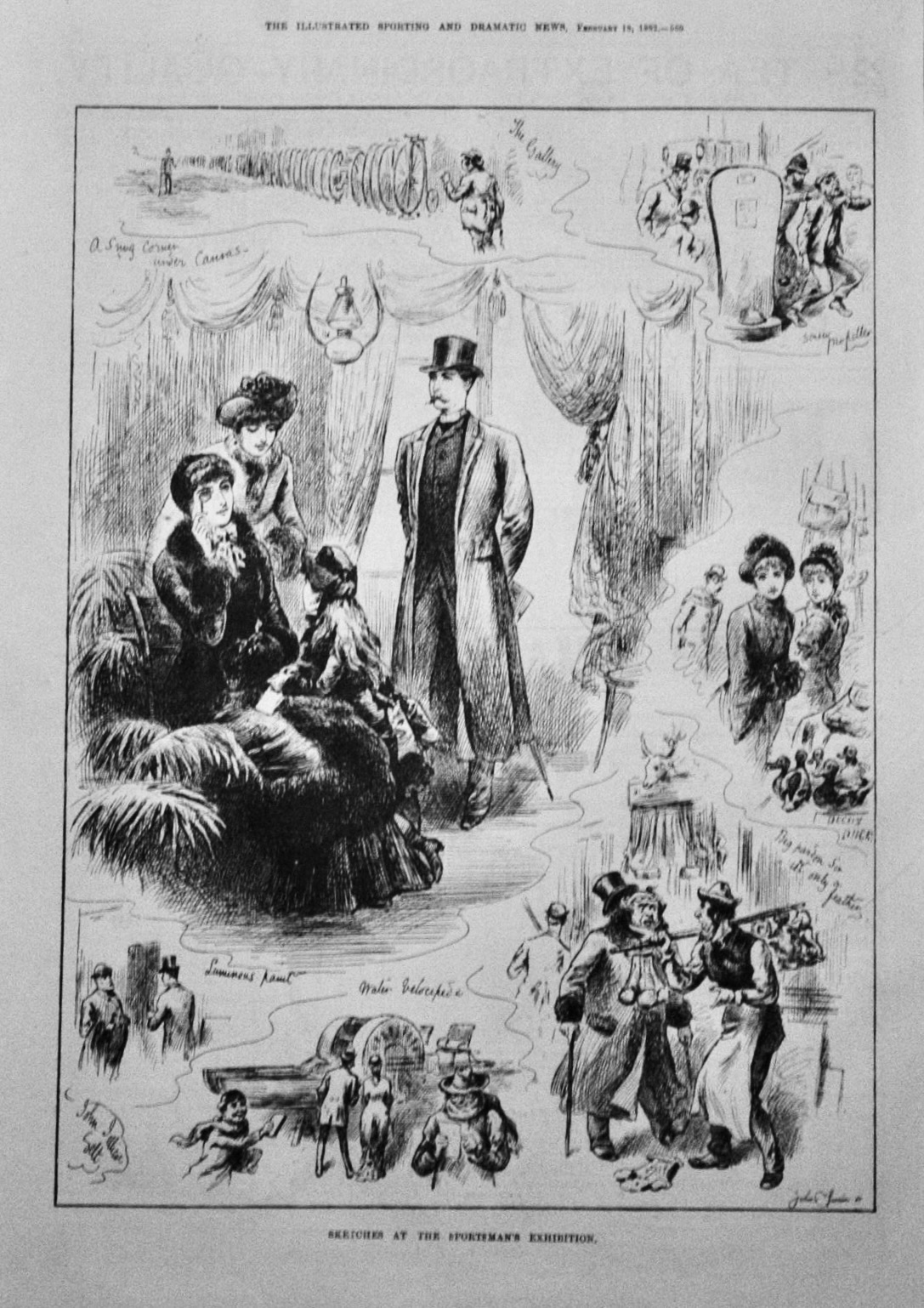 Sketches at the Sportsman's Exhibition.  1882.