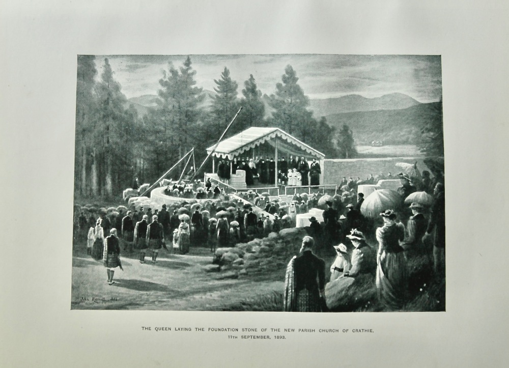 The Queen Laying the foundation Stone of the New Parish Church of Crathie 11th September, 1893.