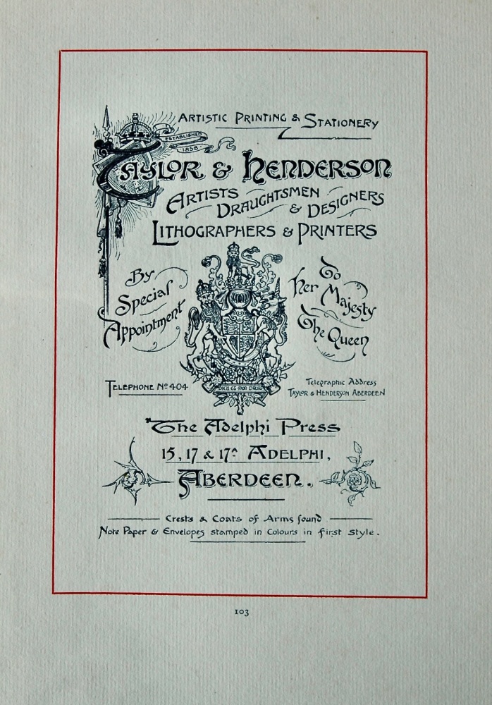 Taylor & Henderson. :  Artists, Draughtsmen & Designers Lithographers & Printers.  1894.