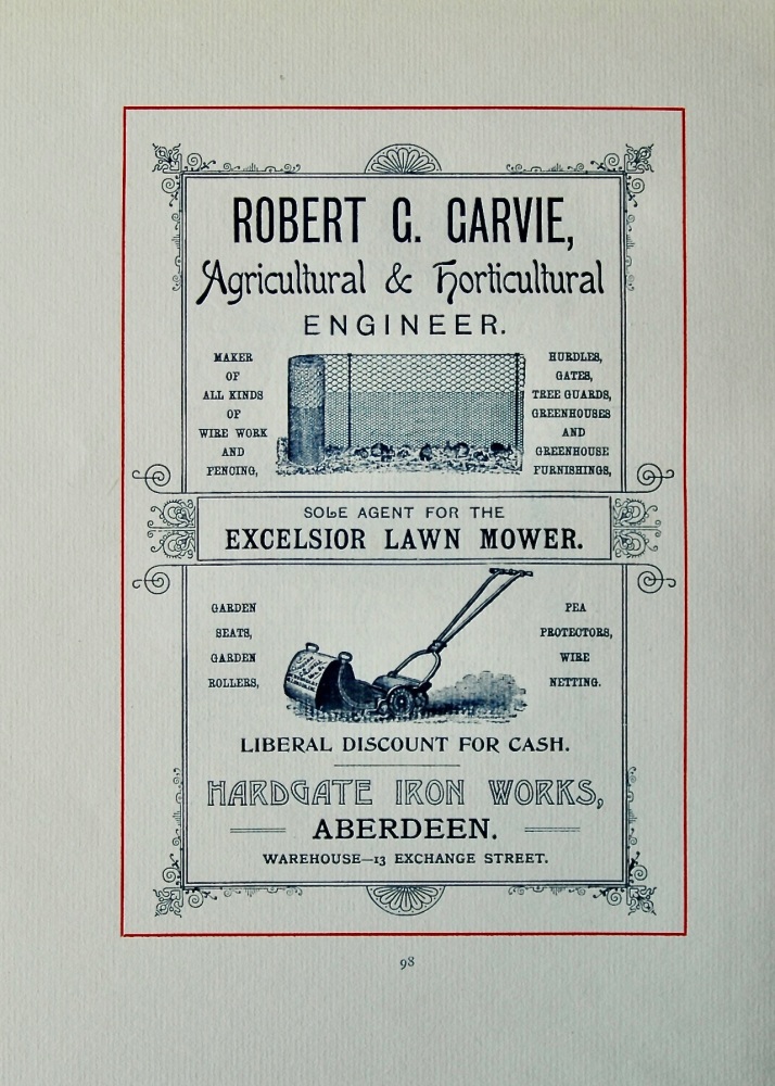 Robert G, Garvie,  Agricultural & Horticultural Engineer. 1894.