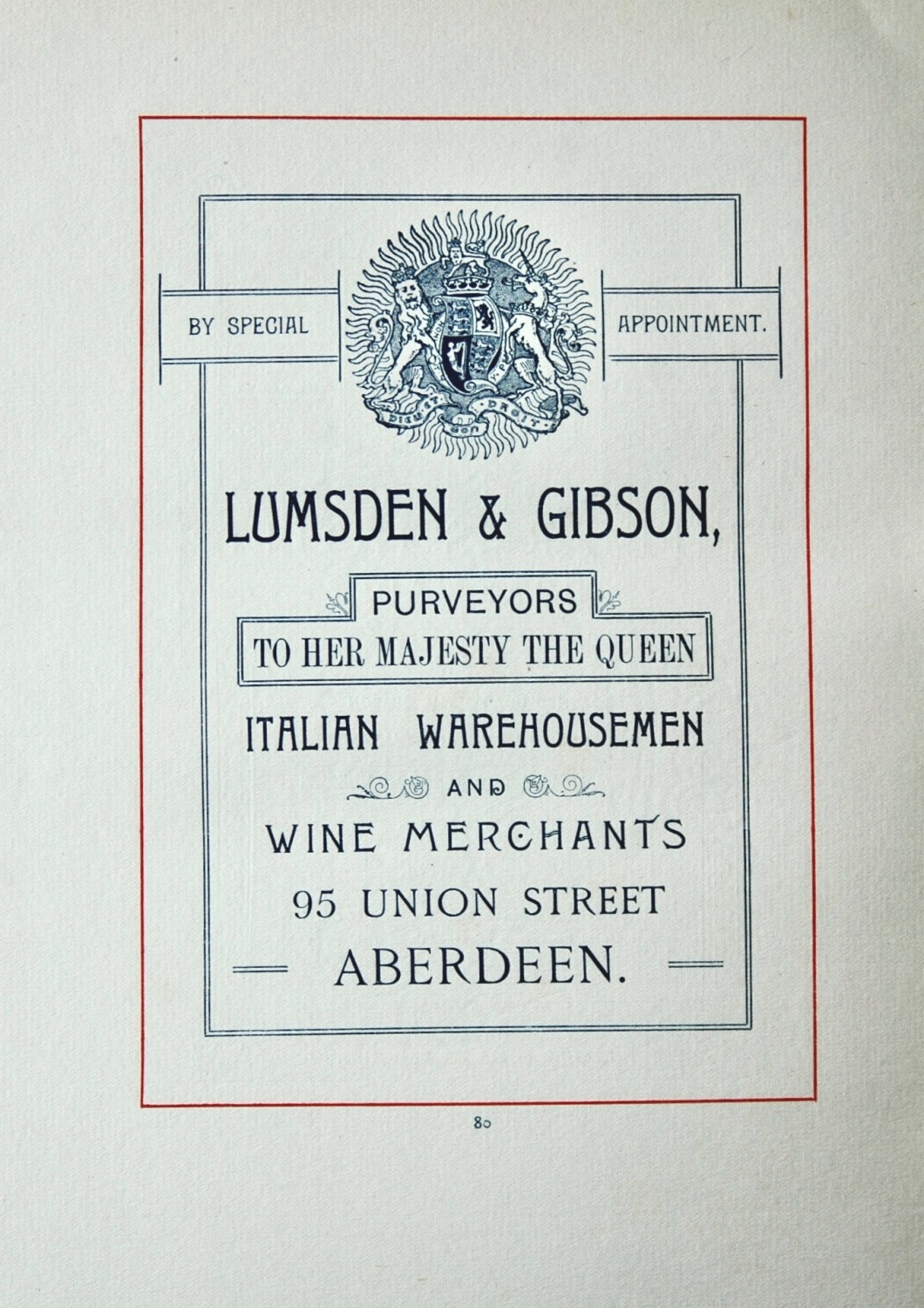 Lumsden & Gibson, Italian Warehousemen and Wine Merchants, 95 Union Street,