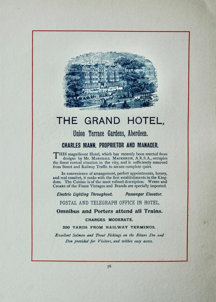 The Grand Hotel, Union Terrace Gardens, Aberdeen. 1894.