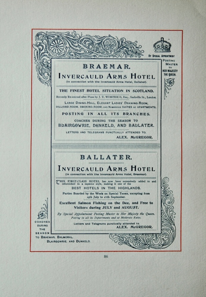 Invercauld Arms Hotel.  Braemar.  1894.