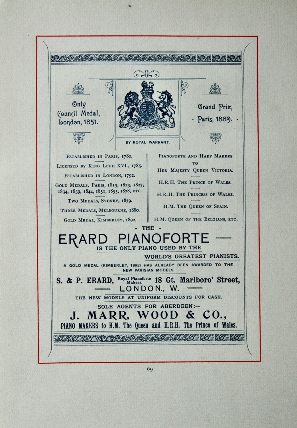 Marr, J., Wood & Co., Piano Makers to H.M. The Queen and H.R.H. The Prince 