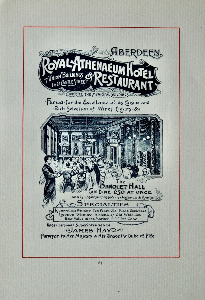 Royal Athenaeum Hotel & Restaurant, 7 Union Buildings 1 & 2 Castle Street, Aberdeen.  1894.