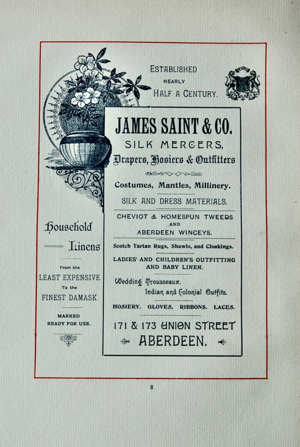 James Saint & Co.  Silk Mercers, Drapers, Hosiers & Outfitters.  171 & 173 