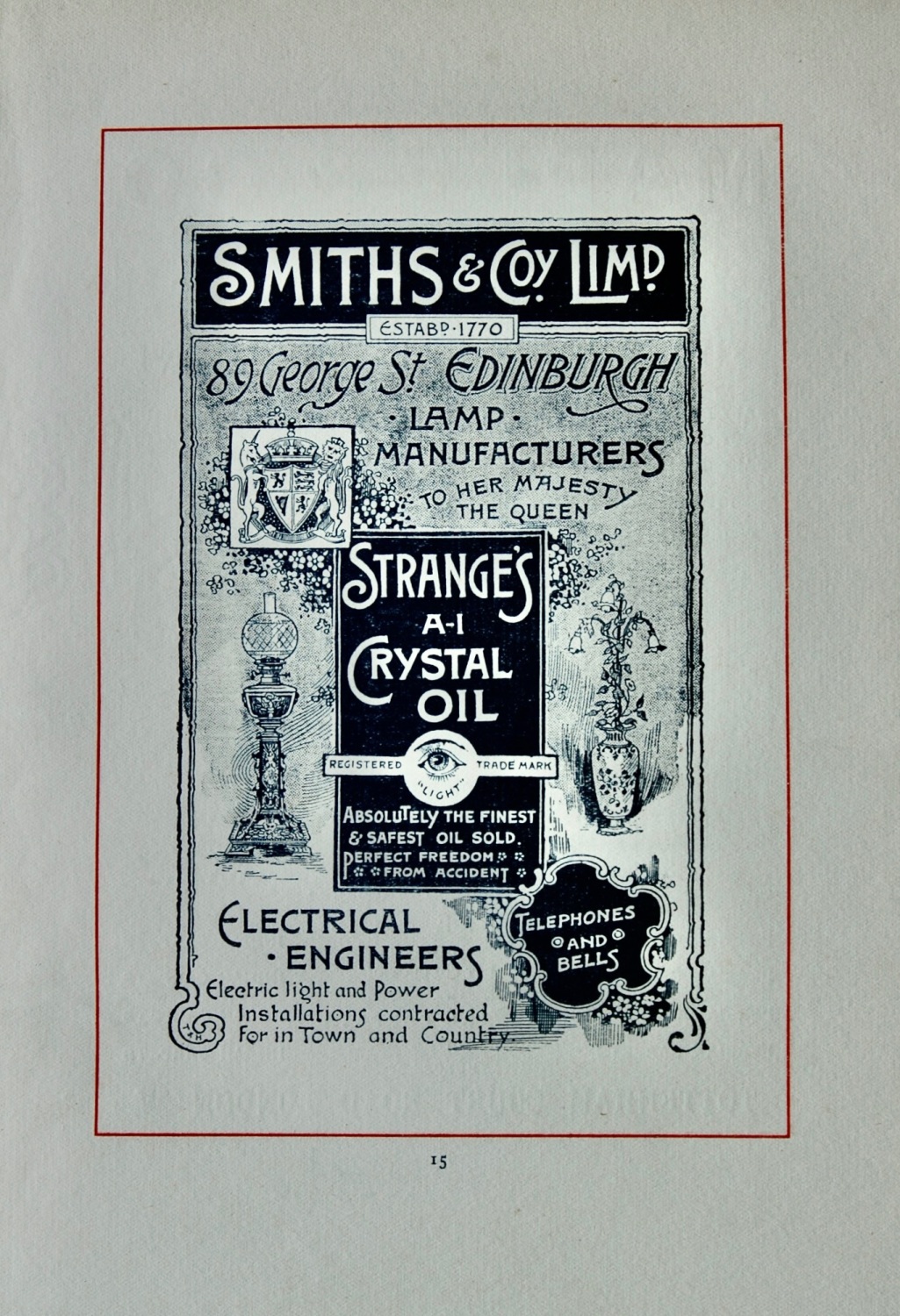 Smiths & Coy. Limited. Electrical Engineers. 89 George Street, Edinburgh.  