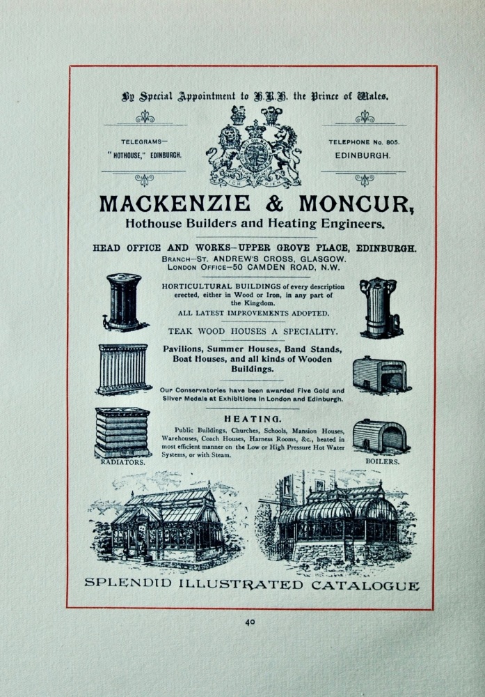 Mackenzie & Moncur, Hothouse Builders and Heating Engineers. 1894.