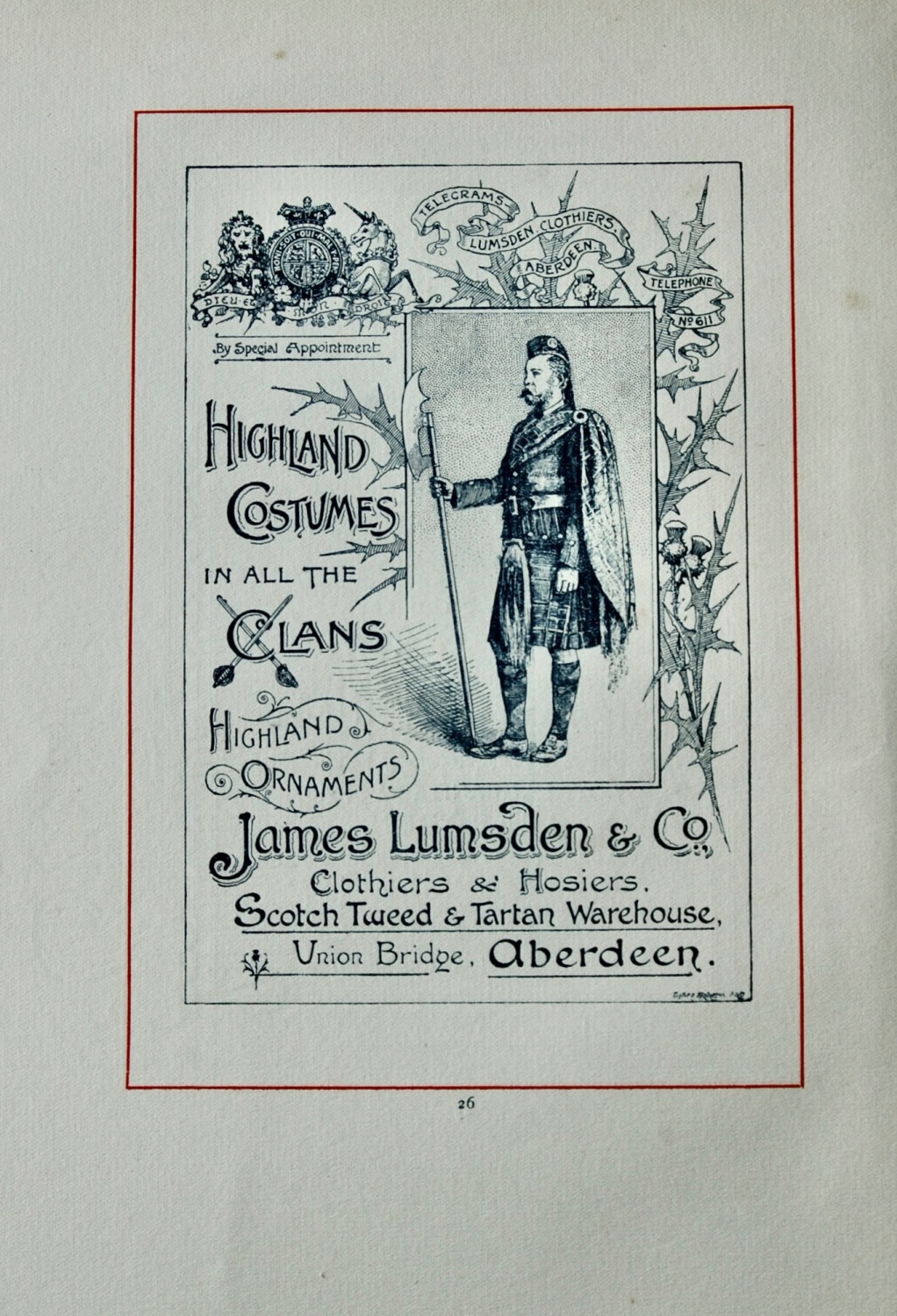 James Lumsden & Co., Clothiers & Hosiers, Union Bridge, Aberdeen.  1894.