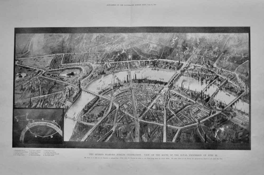 The Queen's Diamond Jubilee Celebration :  View of the Route of the Royal Procession on June 22.  1897.