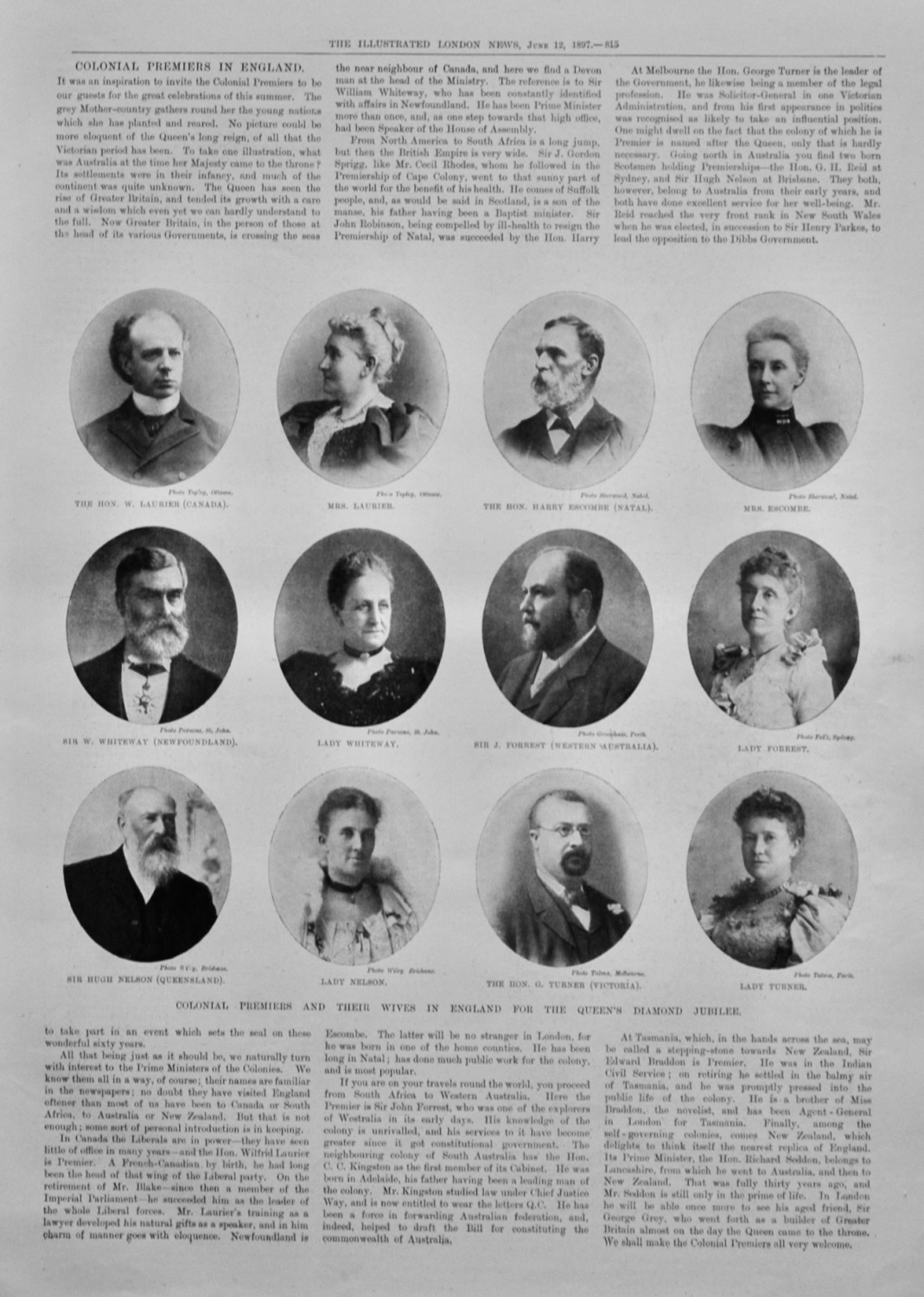Colonial Premiers in England.  1897.