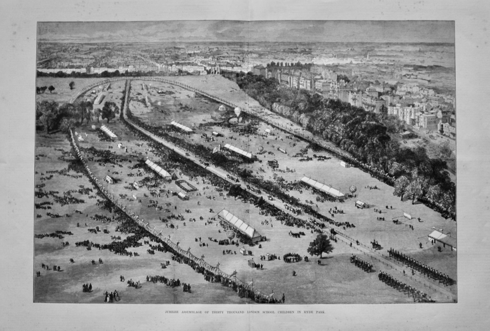 Jubilee Assemblage of Thirty Thousand London School Children in Hyde Park.  1887.