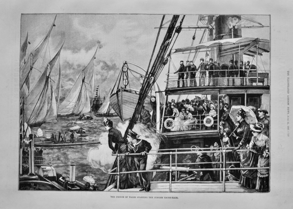 The Prince of Wales starting the Jubilee Yacht-Race.  1887.