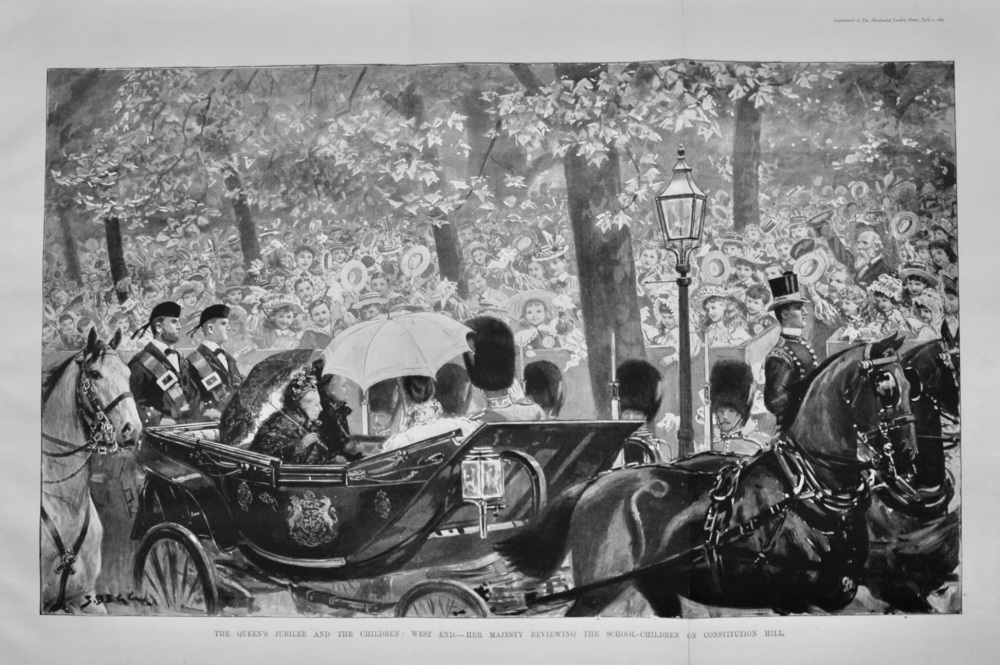 The Queen's Jubilee and the Children :  West End.- Her Majesty Reviewing the School-Children on Constitution Hill. 1897.