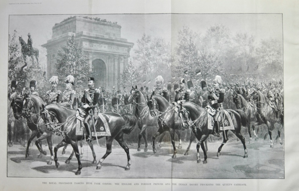 The Queen's Diamond Jubilee Celebration :  The Royal Procession Passing Hyde Park Corner : The English and Foreign Princes  and the Indian Escort Prec