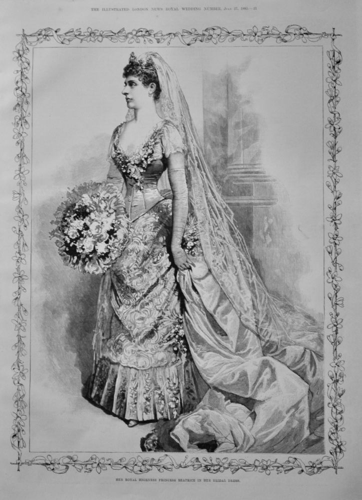 Her Royal Highness Princess Beatrice in Her Bridal Dress.  1885.