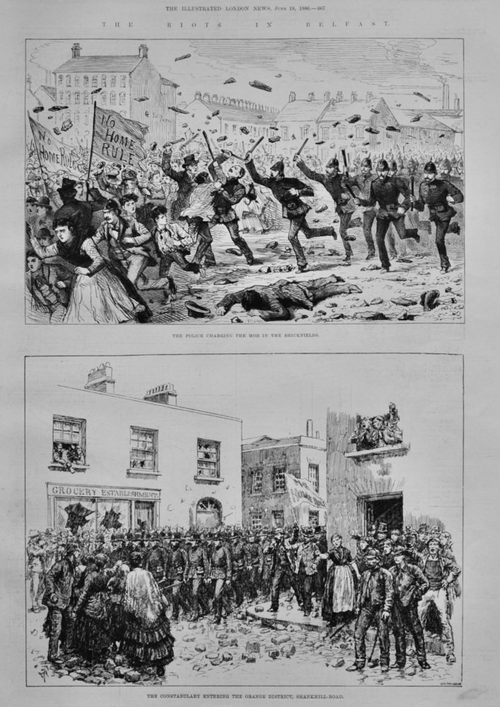 The Riots in Belfast.  1886.