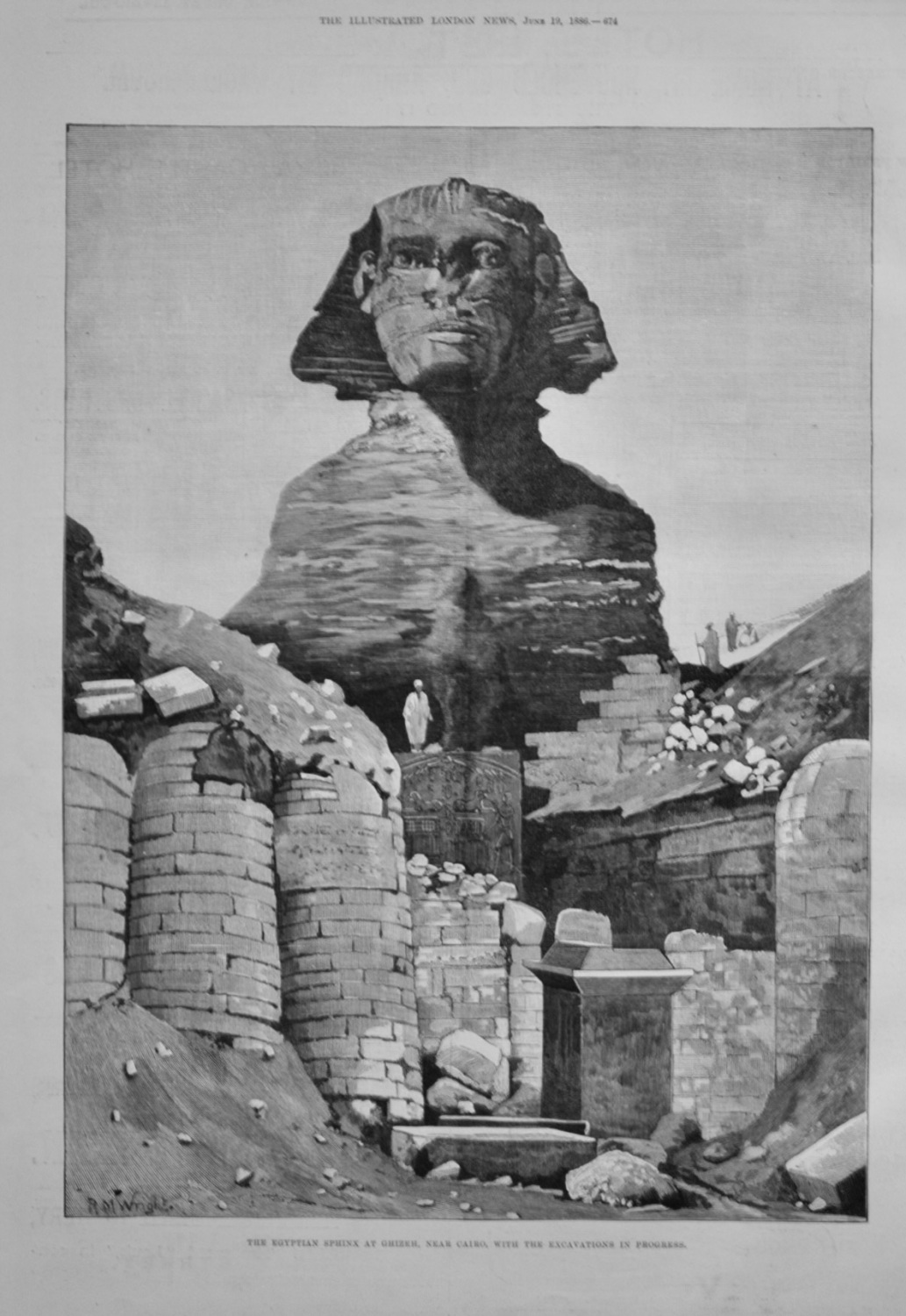 The Egyptian Sphinx at Ghizeh, near Cairo, with the Excavations in Progress