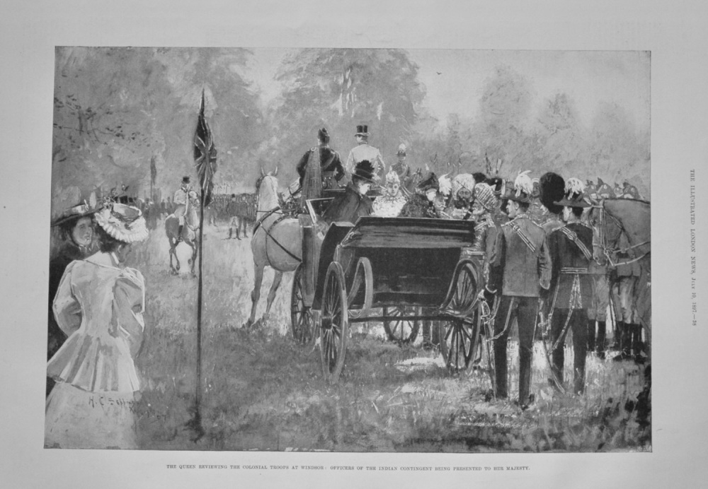 The Queen Reviewing the Colonial Troops at Windsor :  Officers of the Indian Contingent being Presented to Her Majesty.  1897.