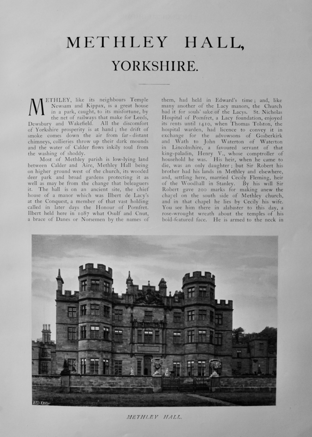 Methley Hall, Yorkshire.  1907.