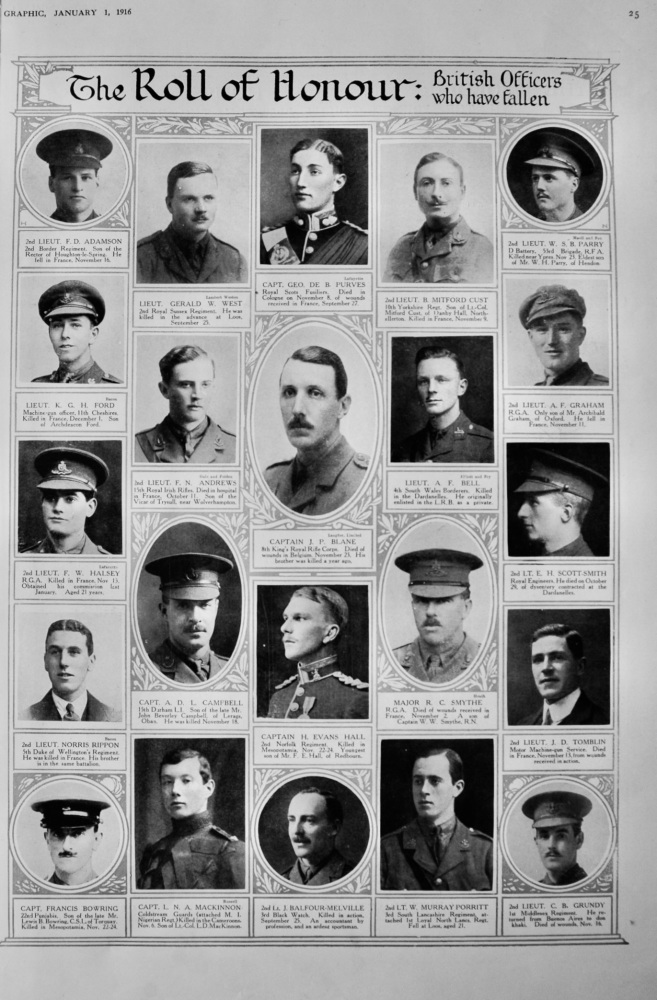 The Roll of Honour, January 1st, 1916.