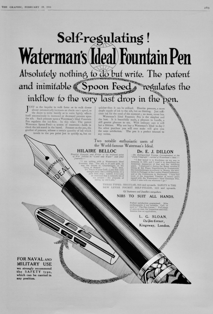 Waterman's Ideal Fountain Pen.  1916.