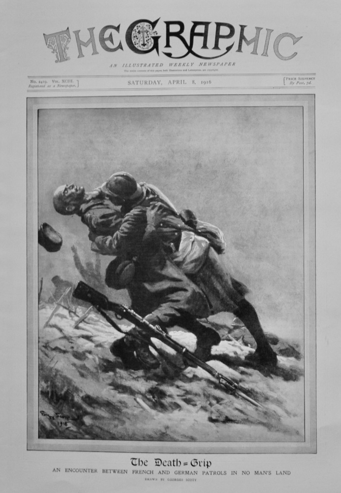 The Death - Grip :  An Encounter between French and German Patrols in No Man's Land.  1916.