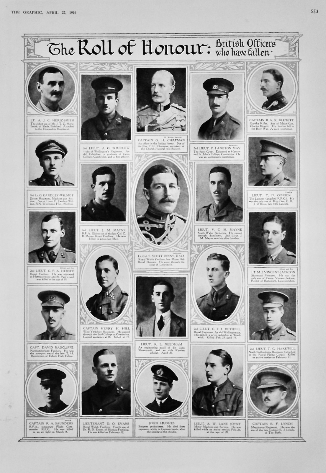 The Roll of Honour.  April 22nd, 1916.