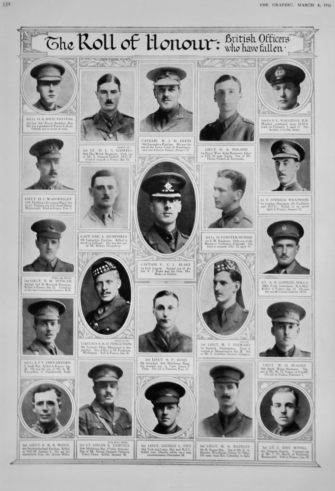 The Roll of Honour, March 4th, 1916.