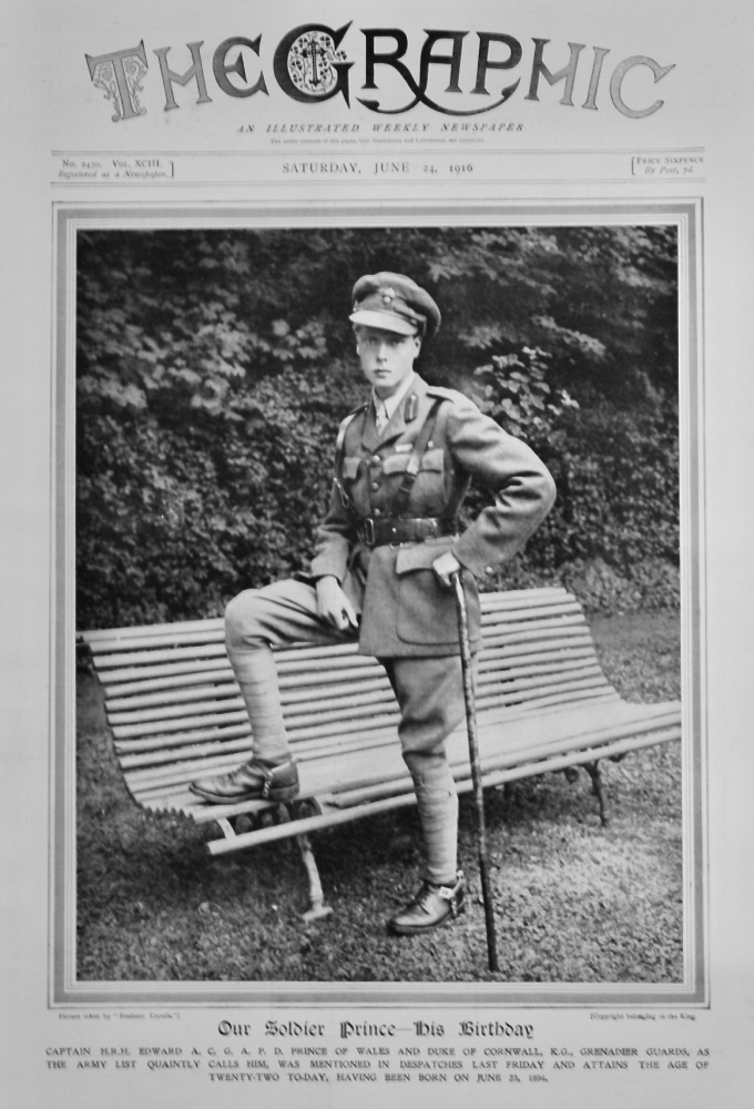 Our Soldier Prince - His Birthday  :  Captain H.R.H. Edward A. C. G. A. P. D. Prince of Wales and Duke of Cornwall.  1916.