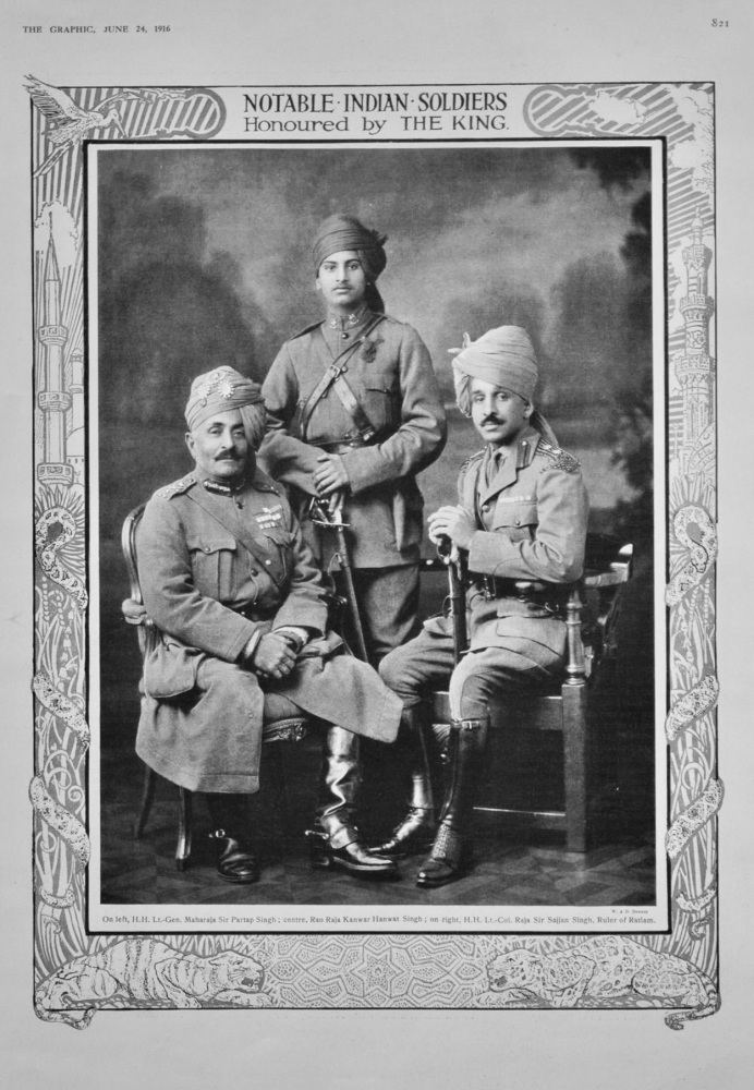 Notable Indian Soldiers Honoured by the King.  1916.