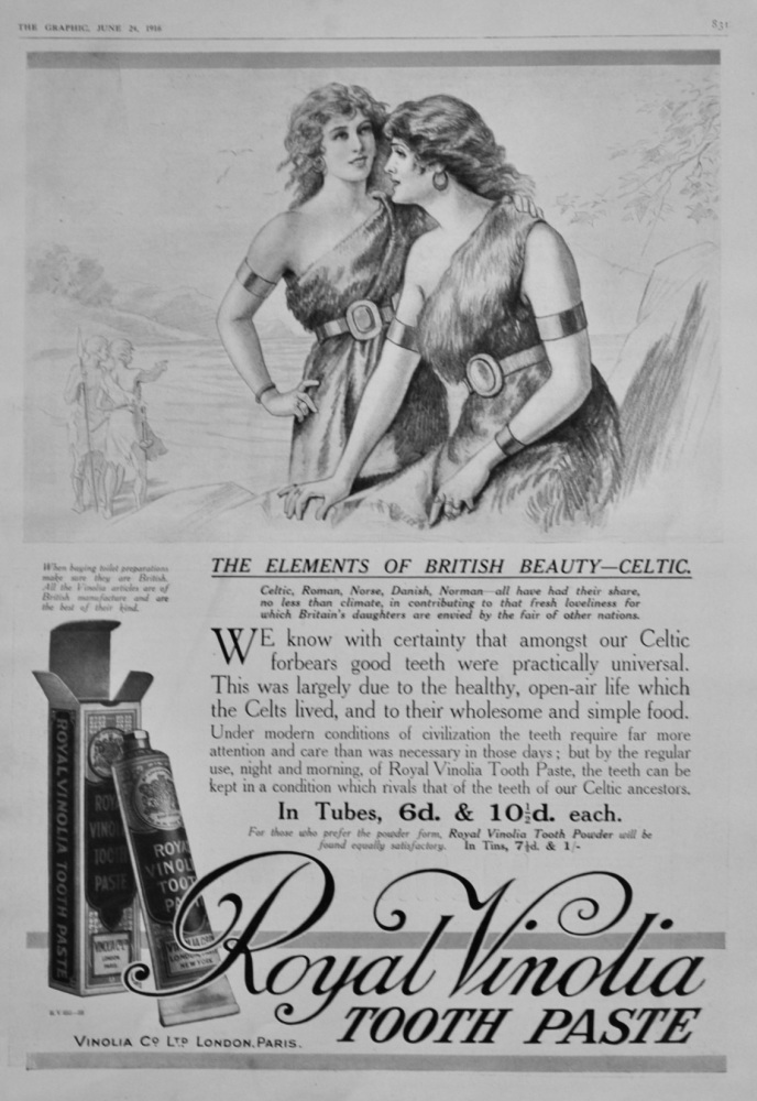 Royal Vinolia Tooth Paste.  1916.