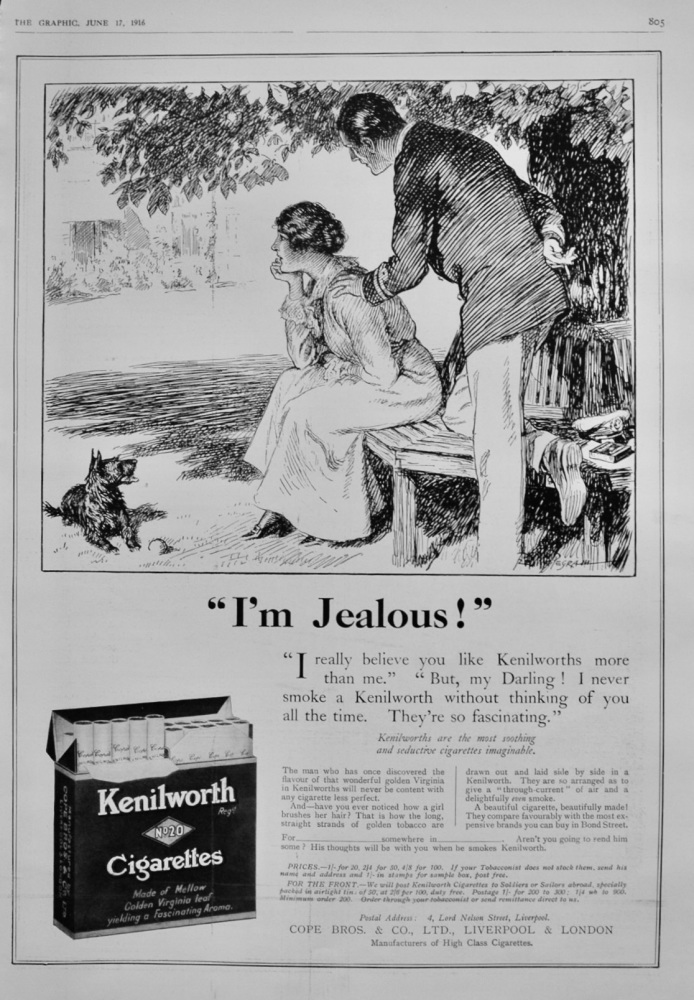 Kenilworth Cigarettes.  1916.