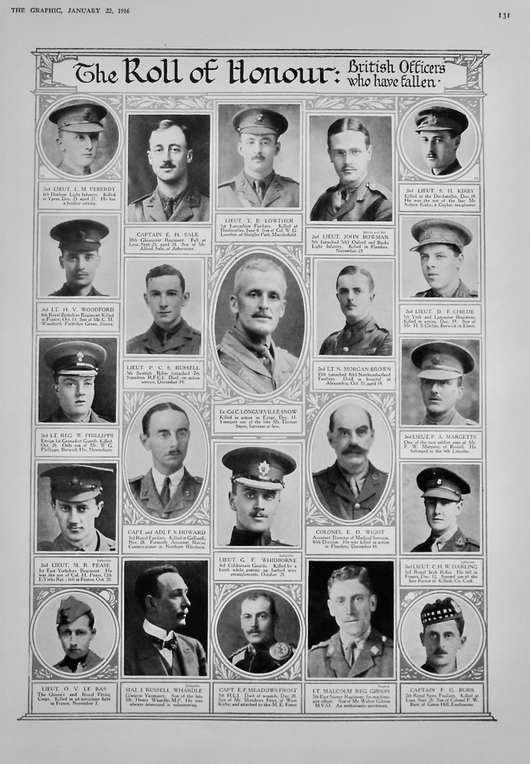 The Roll of Honour, January 22nd, 1916.
