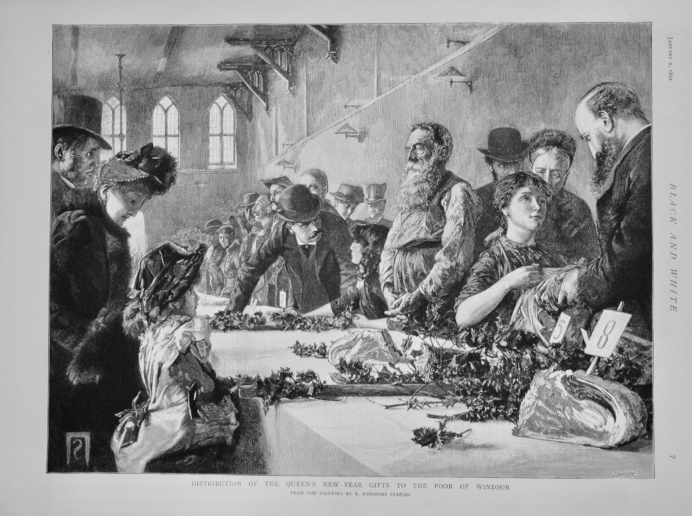 Distribution of the Queen's New-Year Gifts to the Poor of Windsor.  1892.