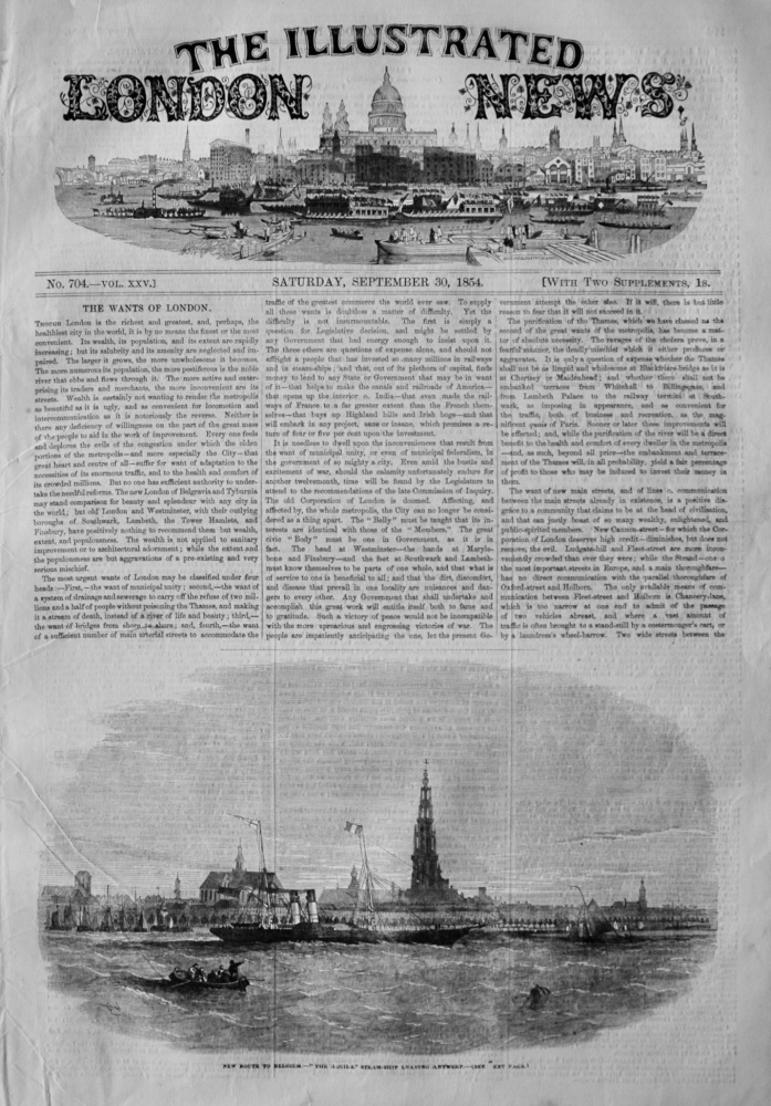Illustrated London News, September 30th, 1854. (Supplement).