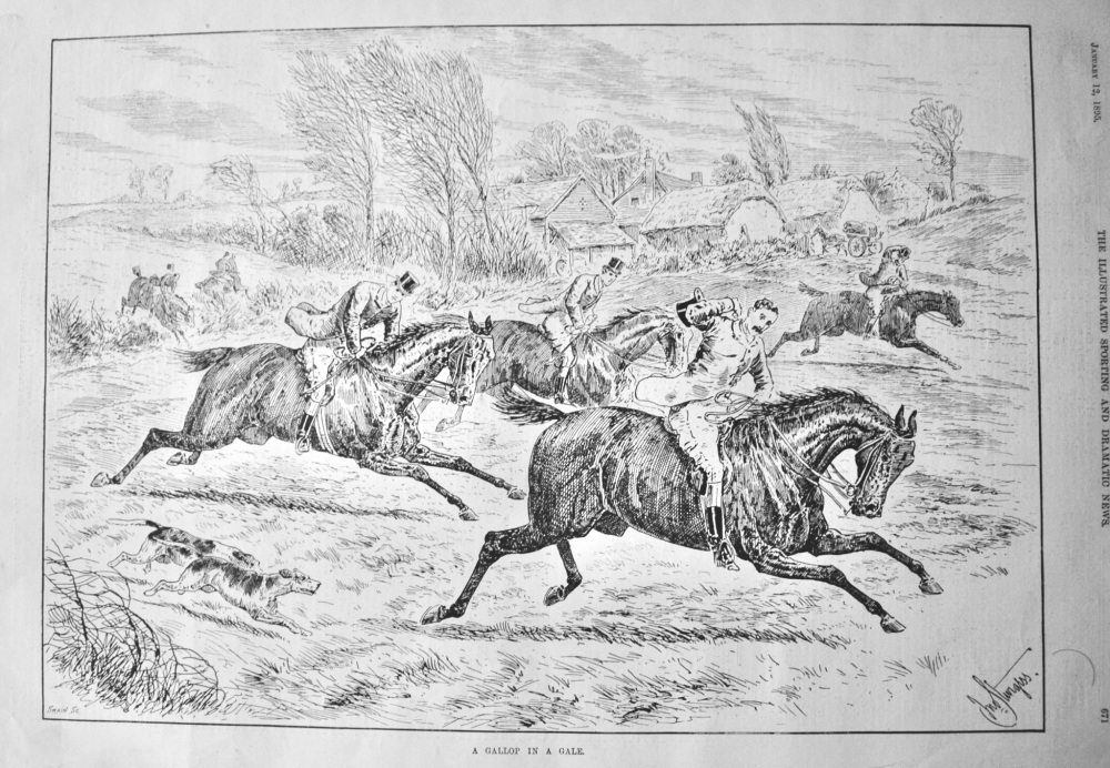 A Gallop in a Gale.  1895.