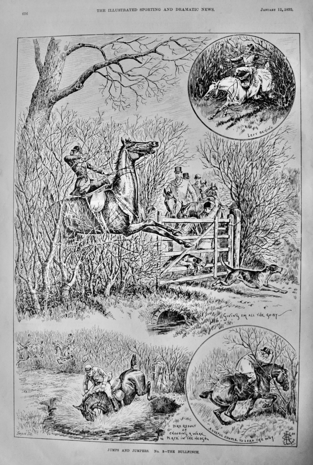 Jumps and Jumpers. No.  3- The Bullfinch.  1895.